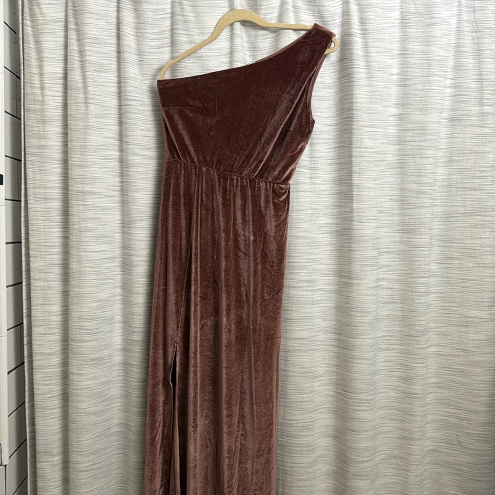 Baltic Born Velvet Bridesmaid Dress One Shoulder - Rose